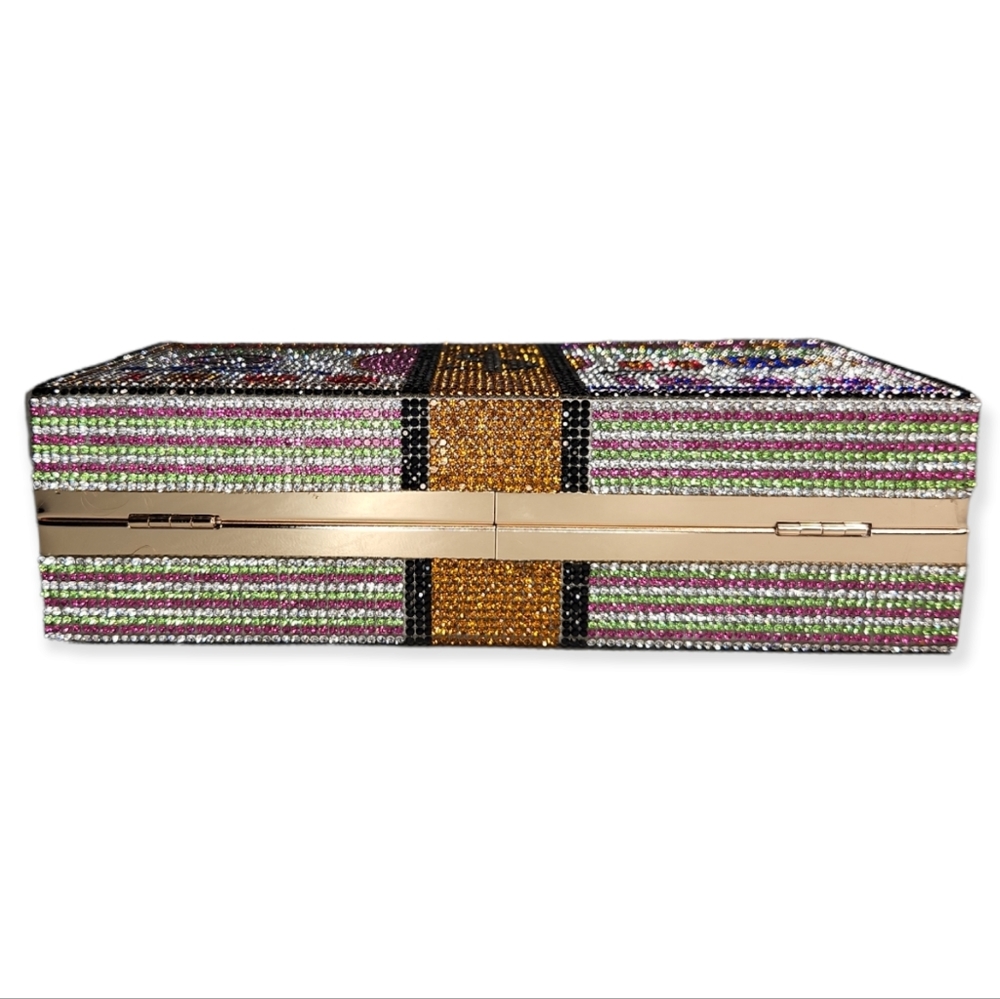 Multi Colored Cash Stack Rhinestone Clutch - Picture 5 of 6